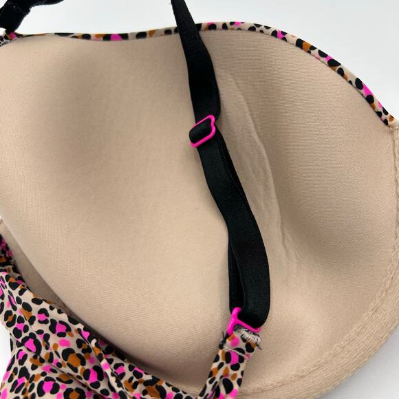 Victoria’s Secret Bra 36D Demi Leopard Print Pink Animal Push Up Underwire - Picture 6 of 11